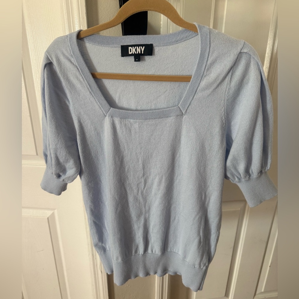 DKNY Soft Blue Puff Sleeve Top